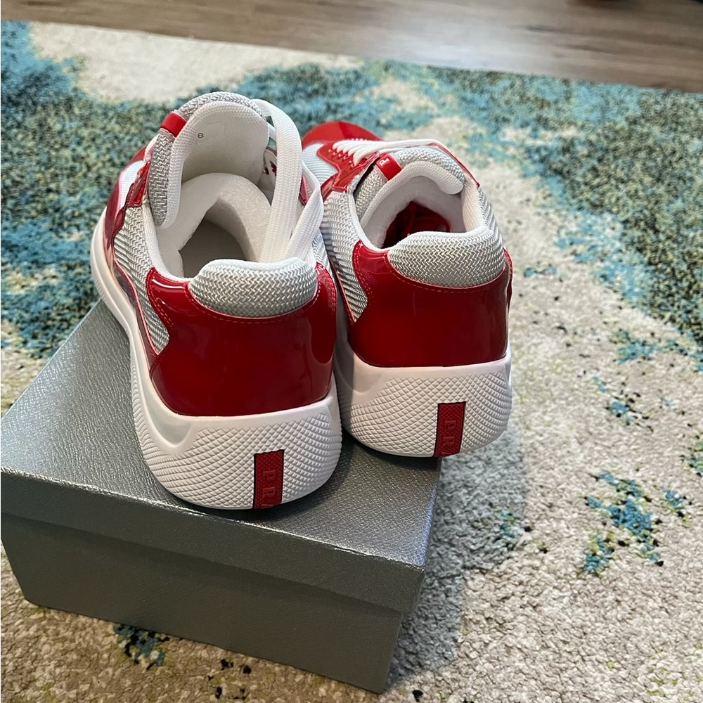 Prada Kids Red and White Sneakers - Picture 2 of 5